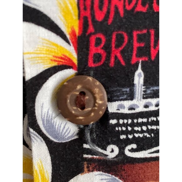 VTG Pacific Legend Hawaii SS Black Aloha Shirt Button Down Beer Bottle Floral M - Picture 12 of 16